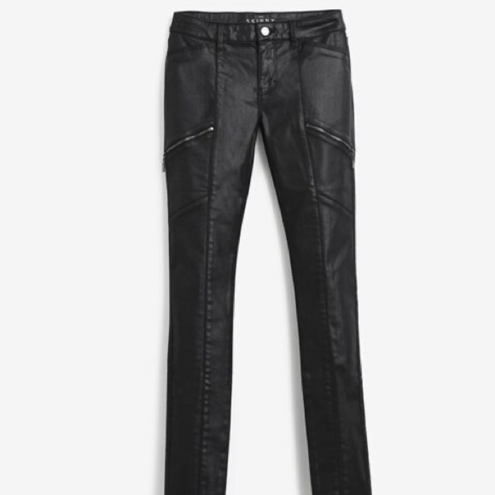 WHBM Coated Black Skinny Jeans Size 12 Like New